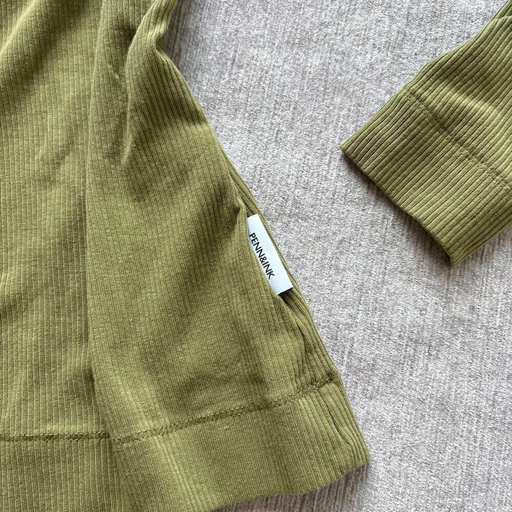 Penn And Ink NY Olive Long Sleeve Ribbed Top - Picture 4 of 4